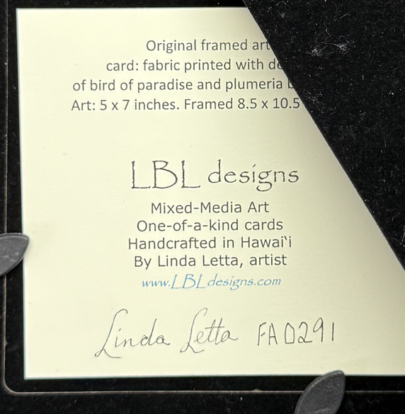 Sold Art. Use "Contact Linda" to order a similar work. x-Sold-Art-Framed Art FA-0291, 8.5" W x 10.5" H